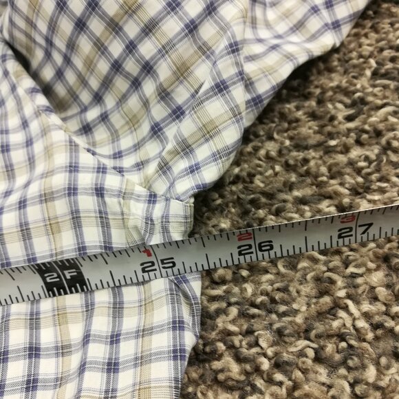 Isaia Napoli Dress Shirt Gray Beige Tan Plaid Size 17 | 43 - Picture 5 of 8